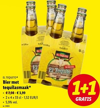 Promoties Bier met tequilasmaak - El Tequito - Geldig van 18/07/2022 tot 23/07/2022 bij Lidl