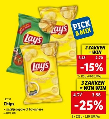 Promoties Chips - Lay's - Geldig van 18/07/2022 tot 23/07/2022 bij Lidl