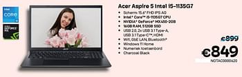 Promoties Acer aspire 5 intel i5-1135g7 - Acer - Geldig van 01/07/2022 tot 31/07/2022 bij Compudeals