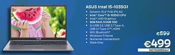 Promoties Asus intel i5-1035g1 - Asus - Geldig van 01/07/2022 tot 31/07/2022 bij Compudeals