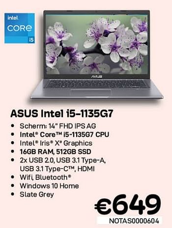 Promoties Asus intel i5-1135g7 - Asus - Geldig van 01/07/2022 tot 31/07/2022 bij Compudeals