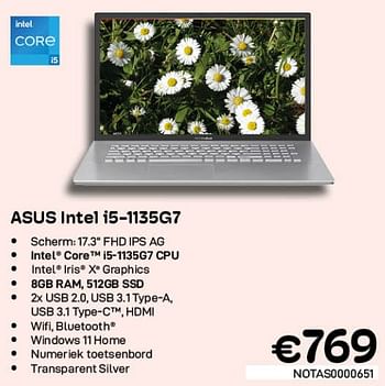 Promoties Asus intel i5-1135g7 - Asus - Geldig van 01/07/2022 tot 31/07/2022 bij Compudeals