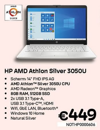 Promoties Hp amd athlon silver 3050u - HP - Geldig van 01/07/2022 tot 31/07/2022 bij Compudeals