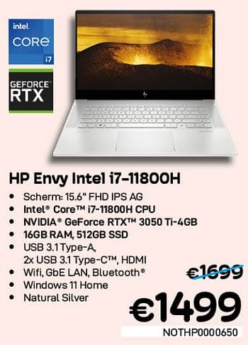 Promoties Hp envy intel i7-11800h - HP - Geldig van 01/07/2022 tot 31/07/2022 bij Compudeals