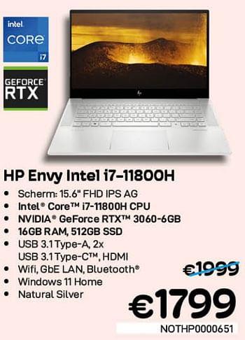 Promoties Hp envy intel i7-11800h - HP - Geldig van 01/07/2022 tot 31/07/2022 bij Compudeals