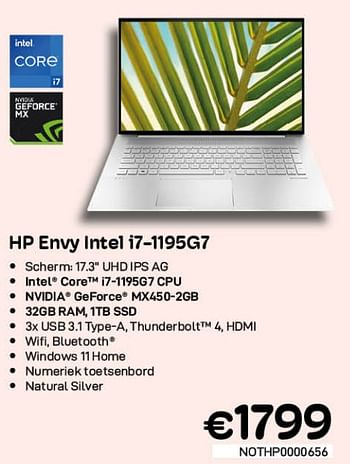 Promoties Hp envy intel i7-1195g7 - HP - Geldig van 01/07/2022 tot 31/07/2022 bij Compudeals