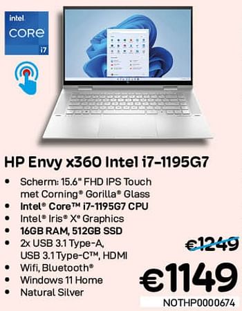 Promoties Hp envy x360 intel i7-1195g7 - HP - Geldig van 01/07/2022 tot 31/07/2022 bij Compudeals