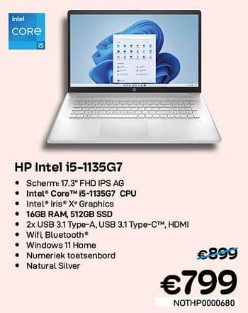 Promoties Hp intel i5-1135g7 - HP - Geldig van 01/07/2022 tot 31/07/2022 bij Compudeals