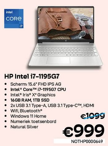 Promoties Hp intel i7-1195g7 - HP - Geldig van 01/07/2022 tot 31/07/2022 bij Compudeals