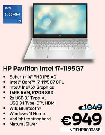 Promoties Hp pavilion intel i7-1195g7 - HP - Geldig van 01/07/2022 tot 31/07/2022 bij Compudeals