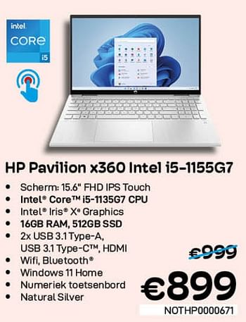 Promoties Hp pavilion x360 intel i5-1155g7 - HP - Geldig van 01/07/2022 tot 31/07/2022 bij Compudeals