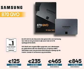 Promoties Samsung 870 qvo 1tb ssd - Samsung - Geldig van 01/07/2022 tot 31/07/2022 bij Compudeals