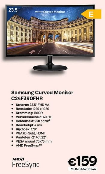Promoties Samsung curved monitor c24f390fhr - Samsung - Geldig van 01/07/2022 tot 31/07/2022 bij Compudeals