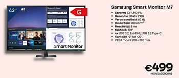 Promoties Samsung smart monitor m7 - Samsung - Geldig van 01/07/2022 tot 31/07/2022 bij Compudeals