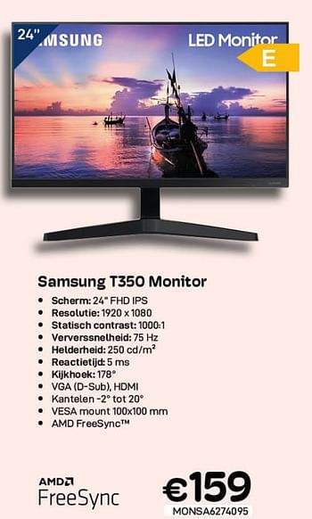 Promoties Samsung t350 monitor - Samsung - Geldig van 01/07/2022 tot 31/07/2022 bij Compudeals