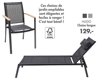 Promotions Hugo chaise longue - Produit maison - Casa - Valide de 16/03/2022 à 30/09/2022 chez Casa