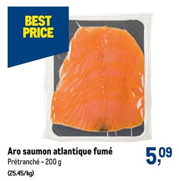 Promotions Aro saumon atlantique fumé - Aro - Valide de 13/07/2022 à 26/07/2022 chez Makro