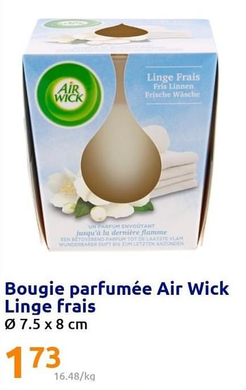Promotions Bougie parfumée air wick linge frais - Airwick - Valide de 06/07/2022 à 12/07/2022 chez Action