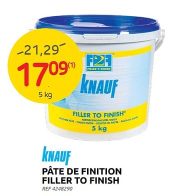 Promotions Pâte de finition filler to finish - Knauf - Valide de 13/07/2022 à 25/07/2022 chez Brico