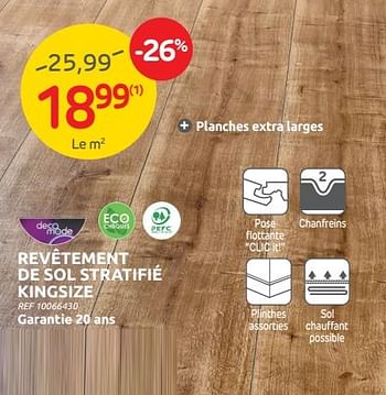 Promotions Revêtement de sol stratifié kingsize - DecoMode - Valide de 13/07/2022 à 25/07/2022 chez Brico