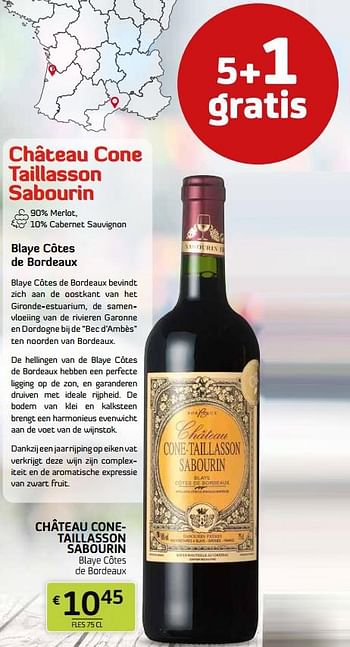 Promoties Château conetaillasson sabourin blaye côtes de bordeaux - Rode wijnen - Geldig van 15/07/2022 tot 28/07/2022 bij BelBev