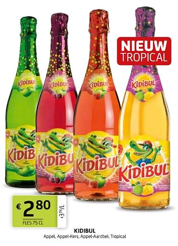 Promoties Kidibul appel, appel-kers, appel-aardbei, tropical - Kidibul - Geldig van 15/07/2022 tot 28/07/2022 bij BelBev