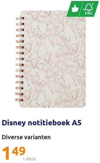 Promoties Disney notitieboek a5 - Disney - Geldig van 13/07/2022 tot 19/07/2022 bij Action