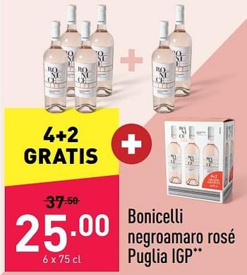 Promoties Bonicelli negroamaro rosé puglia igp - Rosé wijnen - Geldig van 22/07/2022 tot 29/07/2022 bij Aldi