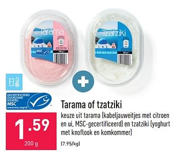 Promoties Tarama of tzatziki - Huismerk - Aldi - Geldig van 18/07/2022 tot 29/07/2022 bij Aldi