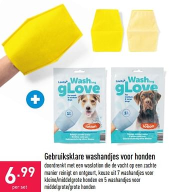 Wirwar Afhankelijk Overeenstemming Huismerk - Aldi Gebruiksklare washandjes voor honden - Promotie bij Aldi