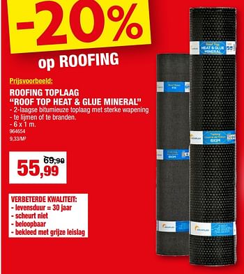 Promoties Roofing toplaag roof top heat + glue mineral - Aquaplan - Geldig van 13/07/2022 tot 21/07/2022 bij Hubo