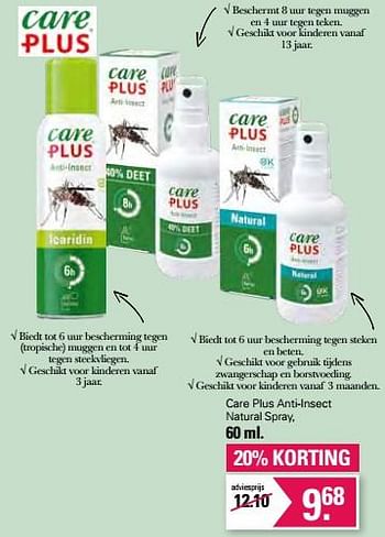 Promoties Care plus anti-insect natural spray - Care Plus - Geldig van 13/07/2022 tot 30/07/2022 bij De Online Drogist