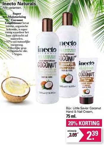 Promoties Inecto naturals little savior coconut hand + nail cream - Inecto - Geldig van 13/07/2022 tot 30/07/2022 bij De Online Drogist
