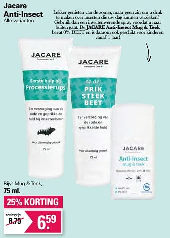 Promoties Jacare anti-insect mug + teek - Jacare - Geldig van 13/07/2022 tot 30/07/2022 bij De Online Drogist