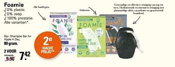 Promoties Foamie shampoo bar an apple a day - Foamie - Geldig van 13/07/2022 tot 30/07/2022 bij De Online Drogist
