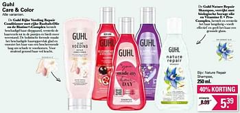 Promoties Guhl care + color nature repair shampoo - Guhl - Geldig van 13/07/2022 tot 30/07/2022 bij De Online Drogist