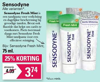 Promoties Sensodyne fresh mint - Sensodyne - Geldig van 13/07/2022 tot 30/07/2022 bij De Online Drogist