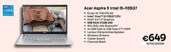 Promotions Acer aspire 5 intel i5-1135g7 - Acer - Valide de 01/07/2022 à 31/07/2022 chez Compudeals