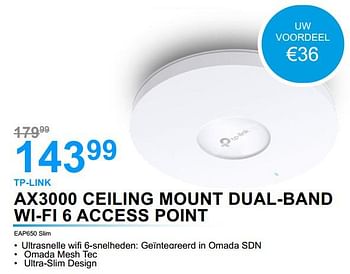 Promoties Tp-link ax3000 ceiling mount dual-band wi-fi 6 access point eap650 slim - TP-LINK - Geldig van 01/07/2022 tot 31/07/2022 bij VCD