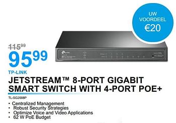 Promoties Tp-link jetstream 8-port gigabit smart switch with 4-port poe+ tl-sg2008p - TP-LINK - Geldig van 01/07/2022 tot 31/07/2022 bij VCD
