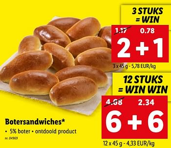 Promoties Botersandwiches - Huismerk - Lidl - Geldig van 25/07/2022 tot 30/07/2022 bij Lidl
