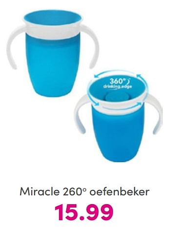 Promoties Miracle 260o oefenbeker - Munchkin - Geldig van 17/07/2022 tot 23/07/2022 bij Baby & Tiener Megastore