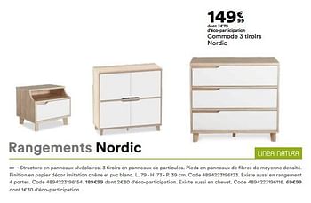Promotions Commode 3 tiroirs nordic - Produit Maison - But - Valide de 01/06/2022 à 03/10/2022 chez But