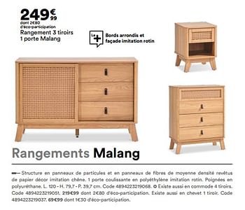 Promotions Rangement 3 tiroirs 1 porte malang - Produit Maison - But - Valide de 01/06/2022 à 03/10/2022 chez But