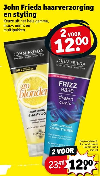Promoties Conditioner dream curls - John Frieda - Geldig van 19/07/2022 tot 24/07/2022 bij Kruidvat