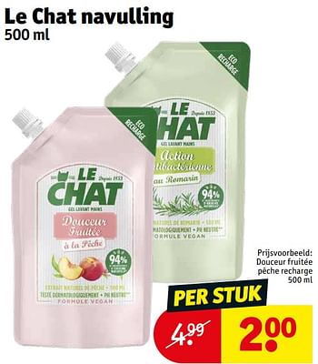 Promoties Douceur fruitée pêche recharge - Le Chat - Geldig van 19/07/2022 tot 24/07/2022 bij Kruidvat