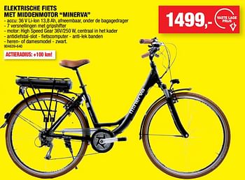 Promoties Elektrische fiets met middenmotor minerva - Minerva - Geldig van 20/07/2022 tot 31/07/2022 bij Hubo