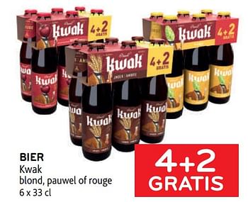 Promotions Bier kwak 4+2 gratis - Kwak - Valide de 27/07/2022 à 09/08/2022 chez Alvo