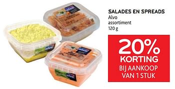Promoties Salades en spreads alvo 20% korting bij aankoop van 1 stuk - Huismerk - Alvo - Geldig van 27/07/2022 tot 09/08/2022 bij Alvo