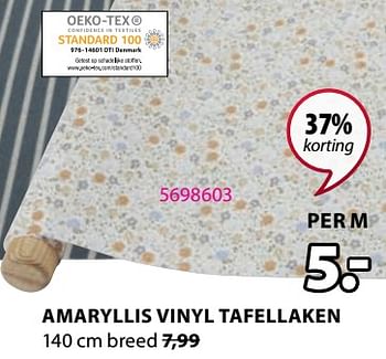 Promoties Amaryllis vinyl tafellaken - Huismerk - Jysk - Geldig van 18/07/2022 tot 31/07/2022 bij Jysk